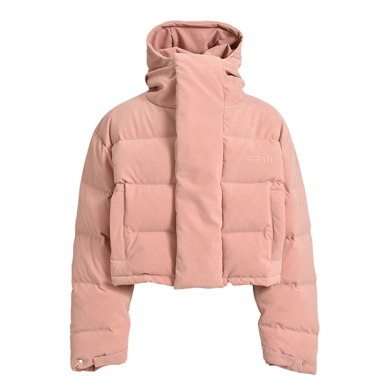 FAUX SUEDE SHORT HOODIE DOWN -PINK- | WALKIN STORE WEB SHOP