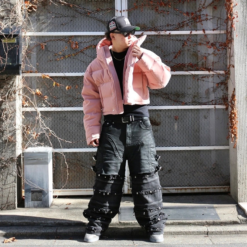 FAUX SUEDE SHORT HOODIE DOWN -PINK- | WALKIN STORE WEB SHOP