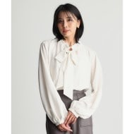ONOFF活躍/セレモニー/通勤】ギャザーリボンタイブラウス/洗える