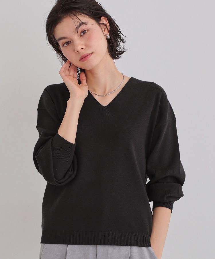 S-XLサイズ/上品見えが叶う】Vネックニット/蓄熱/洗濯機OK（ニット