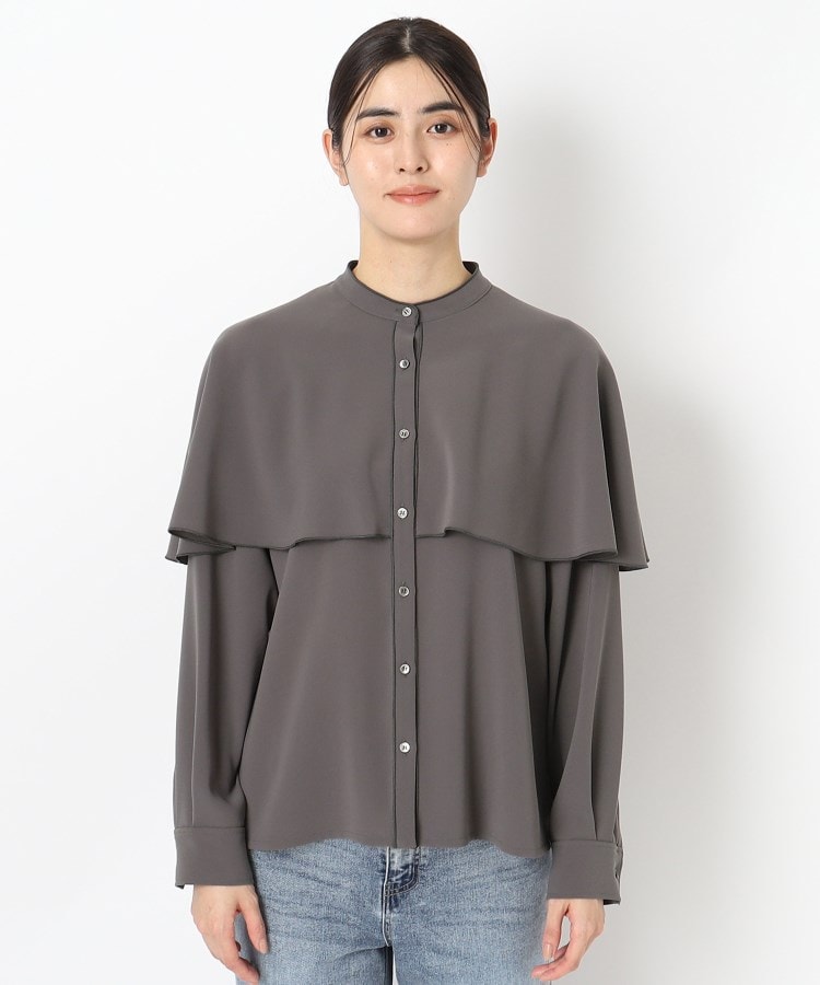 洗える・ケープデザイン】パフスリーブブラウス（シャツ・ブラウス