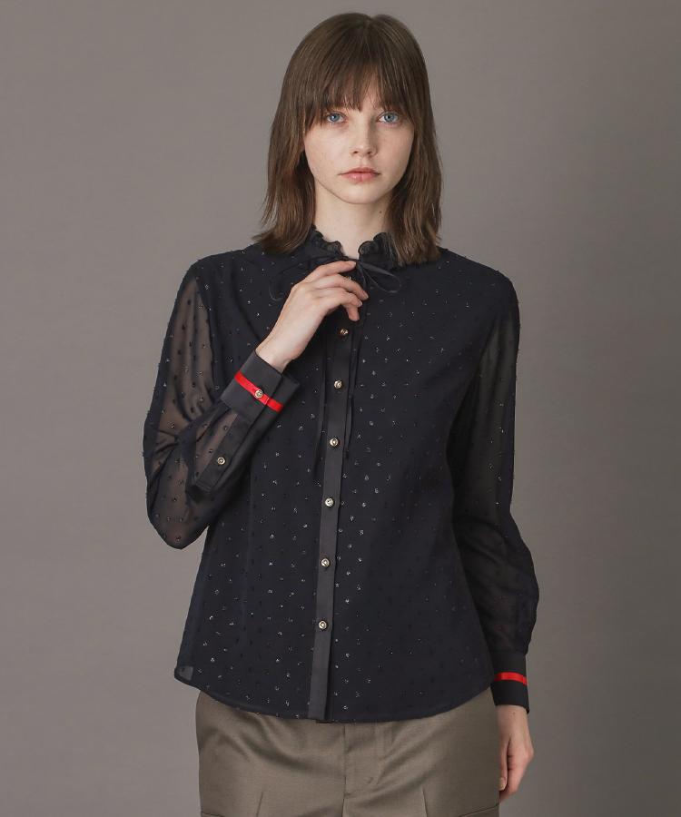 洗える/シアー素材/otonaMUSE 11月号掲載】フィルムドットブラウス