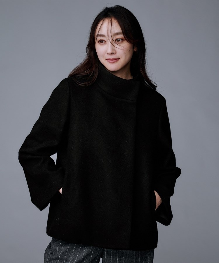 着回しが効く／オンオフアウター】ウールショートコート（スタンド