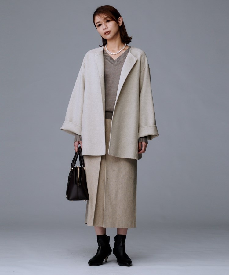 ミディ丈/軽やか】セミラグランリバー コート（ノーカラーコート