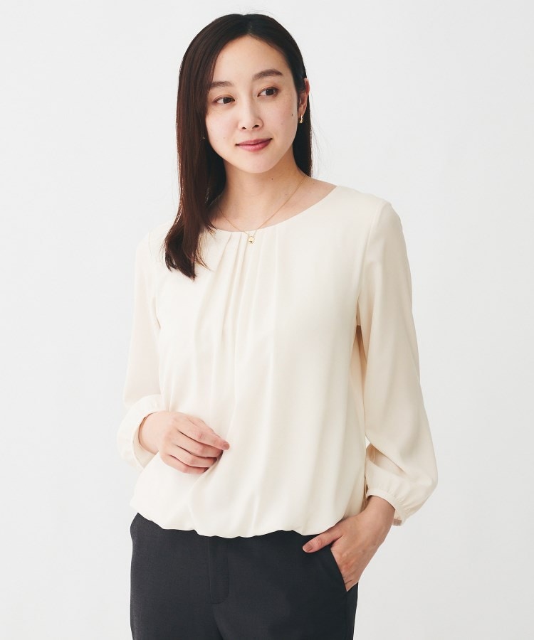 透けにくい/ウエストイン見え】パウダリーブラウス（シャツ・ブラウス