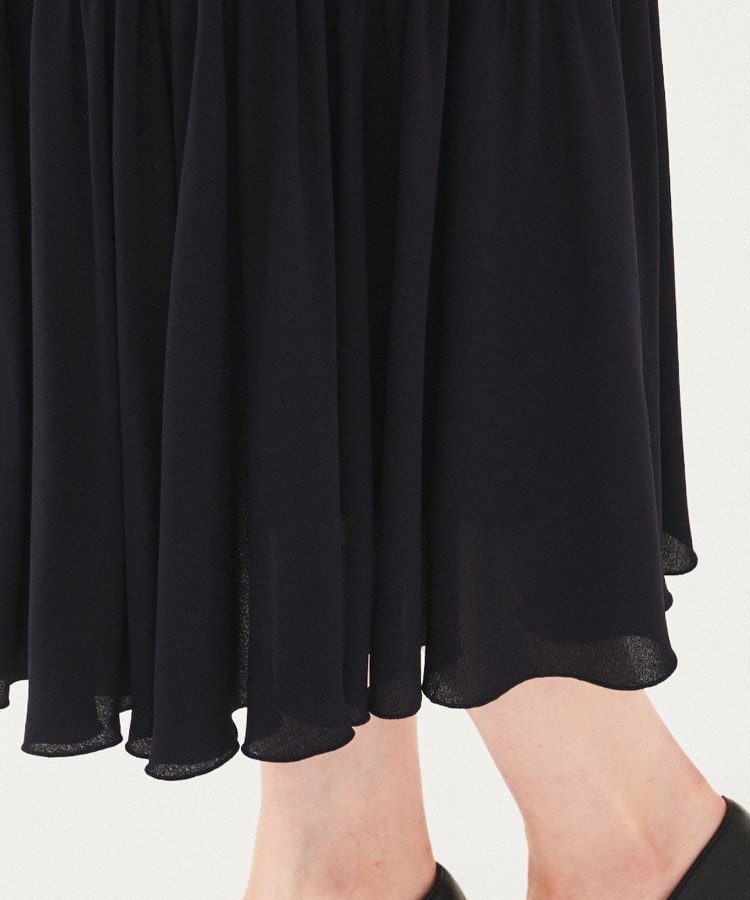 通勤】ジョーゼット プリーツワンピース（マキシ・ロングワンピース