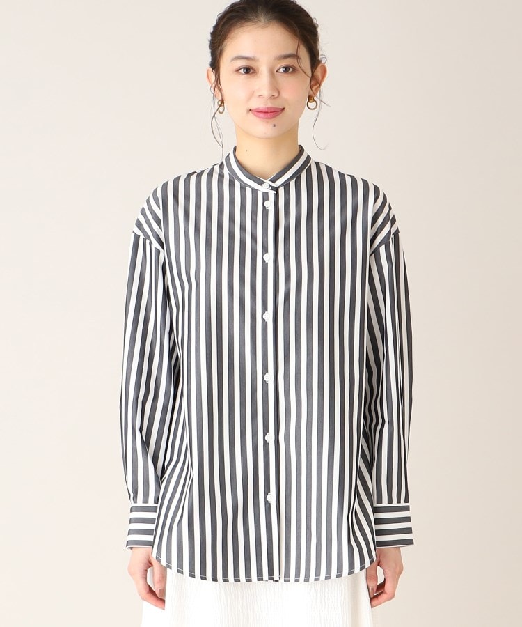 ボウタイ取り外し可能】3WAY ストライプシャツブラウス（シャツ