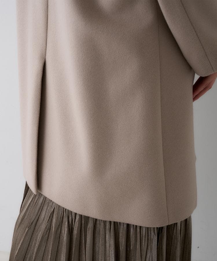 ゆったり/軽やか】カシミヤ混ノーカラーコート（ノーカラーコート