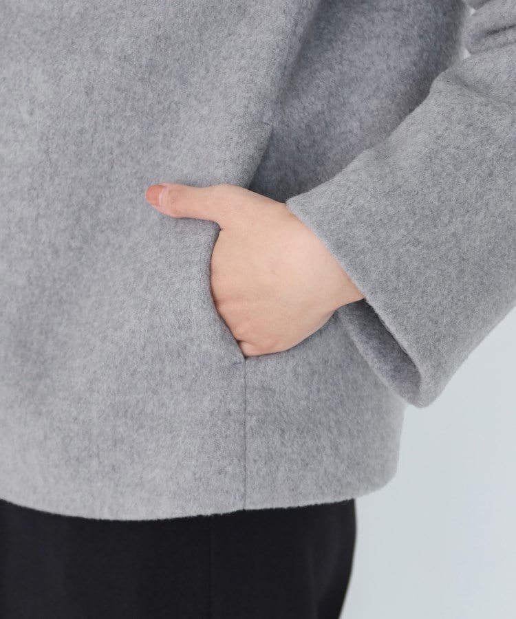 日本製】スタンドカラーのショート丈コート（スタンドカラーコート