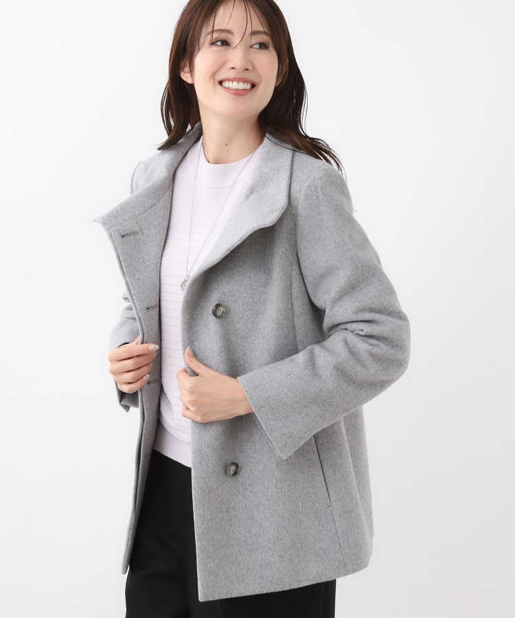 衿が顔に当たらない◎】スタンドネックミドルコート（スタンドカラー