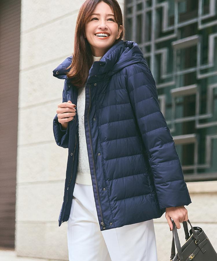 定番人気】フーデッドミドルダウンコート（ダウンジャケット/コート