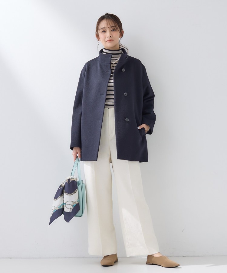 日本製／ミドル丈】スタンドカラーミドルコート（スタンドカラーコート