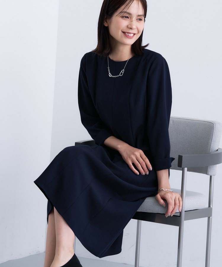 洗える／UVケア】ジョーゼットフレアワンピース（ミドルワンピース