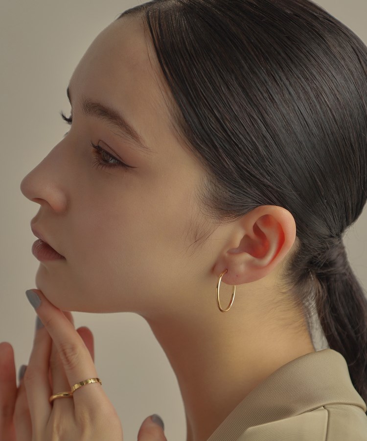 K18中空丸線 フープピアス大（ピアス） | COCOSHNIK（ココシュニック