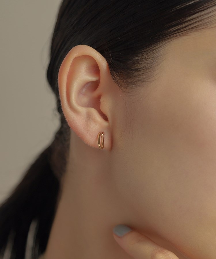 K18中空プリムケーブルチェーン スタッドピアスLL（ピアス