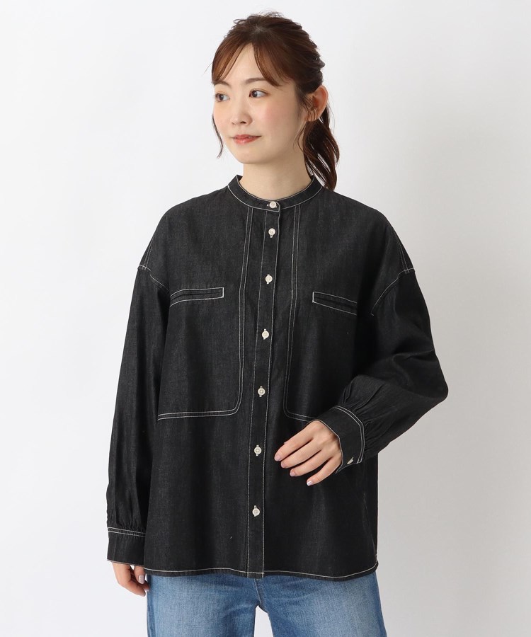 バンドカラー ステッチワークジャケット（ノーカラージャケット