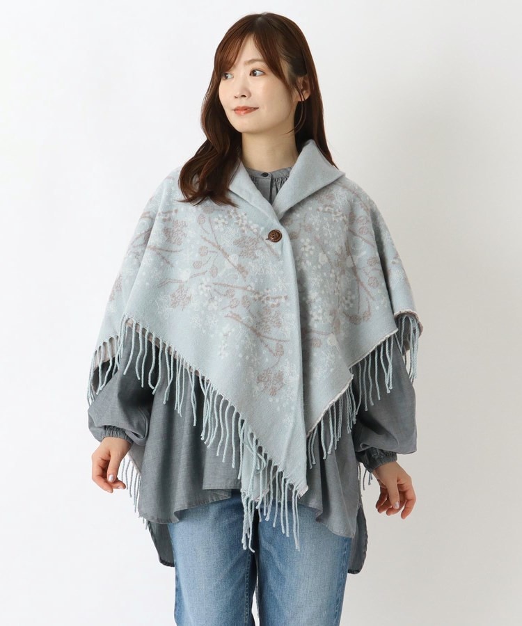 シマエナガ ジャカードリバーシブルケープ（ストール・マフラー