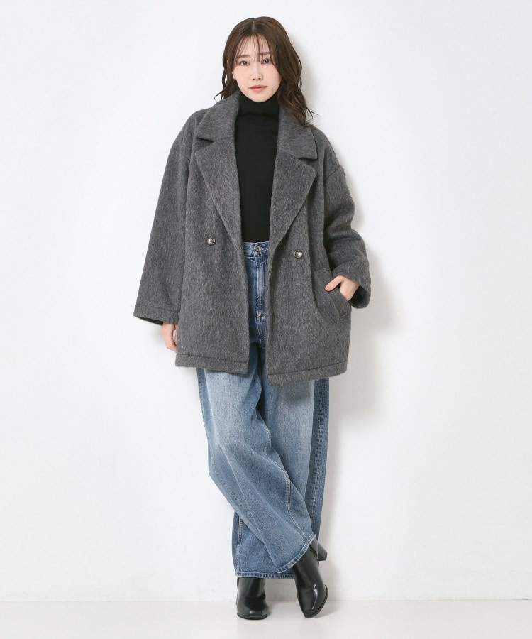 ふわふわと柔らか】ニットシャギーダブルテーラージャケットコート（P