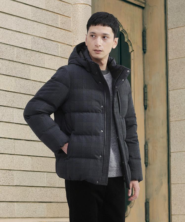 ウールライク チェック ダウン ブルゾン（ダウンジャケット/コート