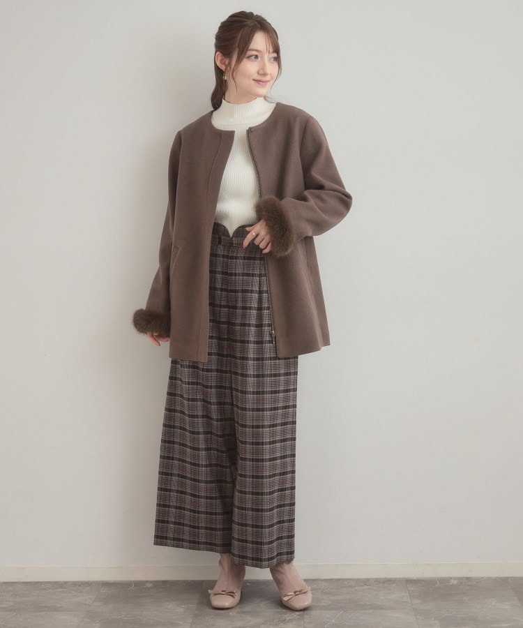 大人可愛い・フード取り外し可能】フードフェイクファー ハーフ丈