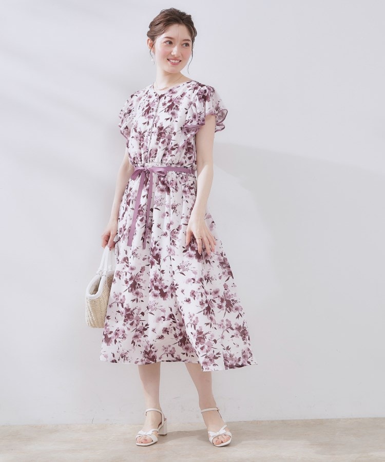 花柄・華やか・一枚で着映え】サマーフラワーブーケワンピース（ミドル