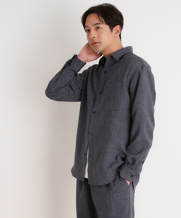 リネンライクレギュラーカラーシャツ セットアップ可（カジュアル