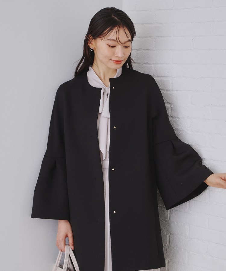 フレアスリーブミドルコート【洗える】（ノーカラーコート） | OPAQUE