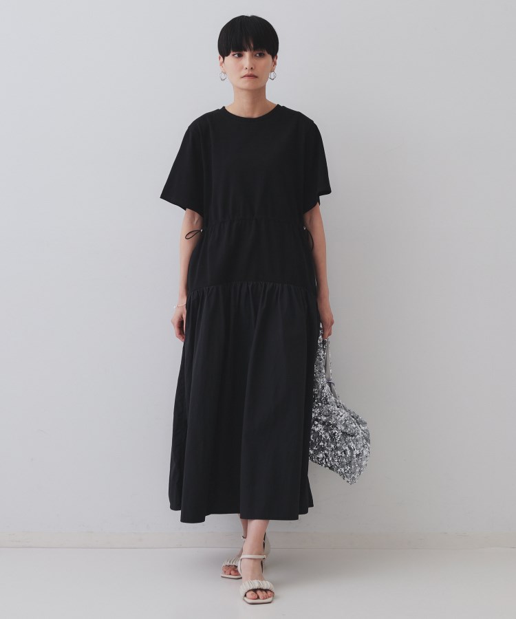 フィット＆フレアドッキングワンピース【洗濯機洗い可】（マキシ