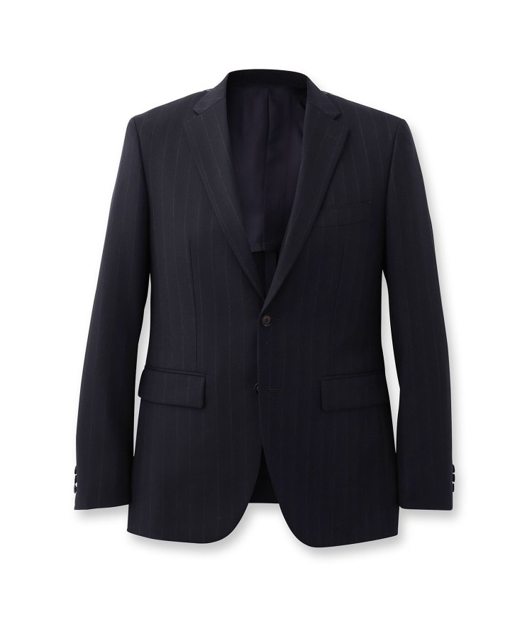 prism; JULIUS 黒 ストライプ織り柄スリムフィットスーツ サイズ1