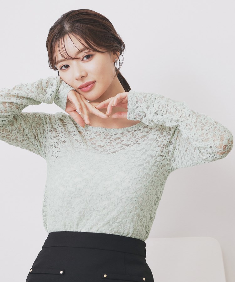 モールレースシアートップス【洗濯機OK】（カットソー） | index