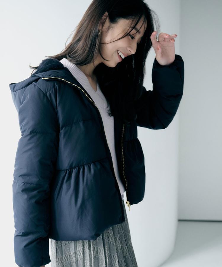 KAWADAダウンペプラムショートコート【撥水/洗濯機OK/静電気防止裏地