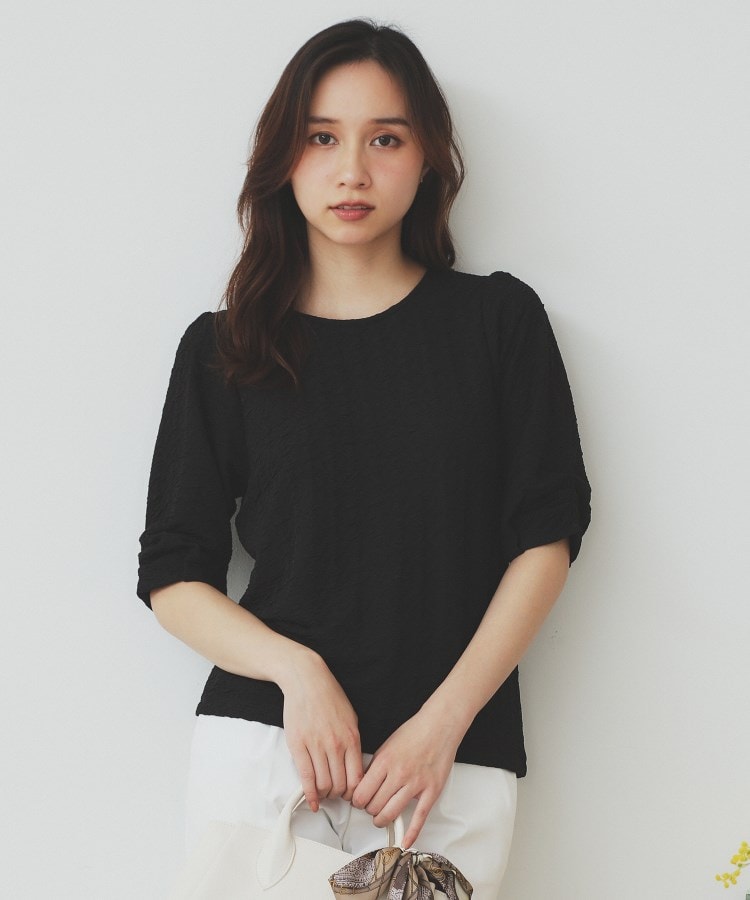 シボジャカードタックギャザートップス【洗濯機洗い可】（カットソー