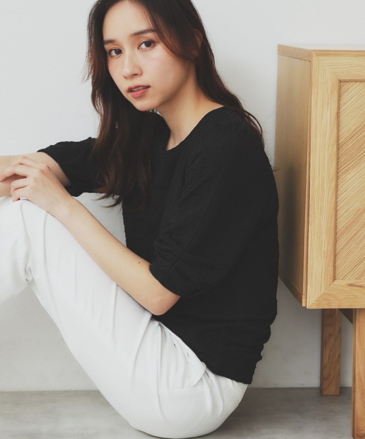 シボジャカードタックギャザートップス【洗濯機洗い可】（カットソー