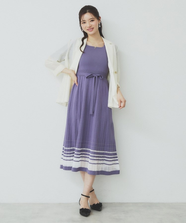 シアーラインニットワンピース【UV/洗濯機洗い可】（ミドルワンピース