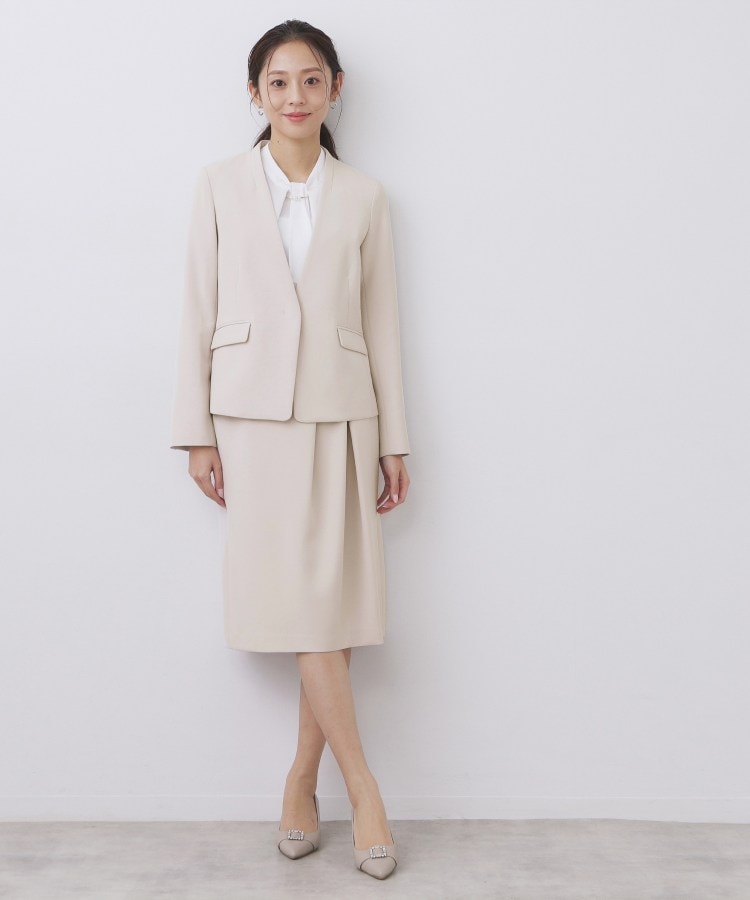 ストレッチノーカラージャケット/セットアップ対応【洗濯機OK/防シワ