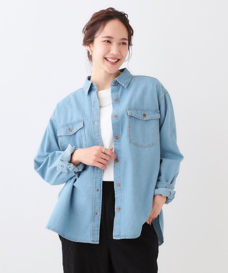 洗える/S-LL】大人のこなれコーデに やわらかデニムシャツ（シャツ