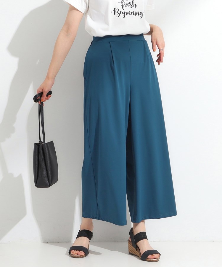 S-LL/ひんやり】さらさらストレッチ ガウチョパンツ（フルレングス