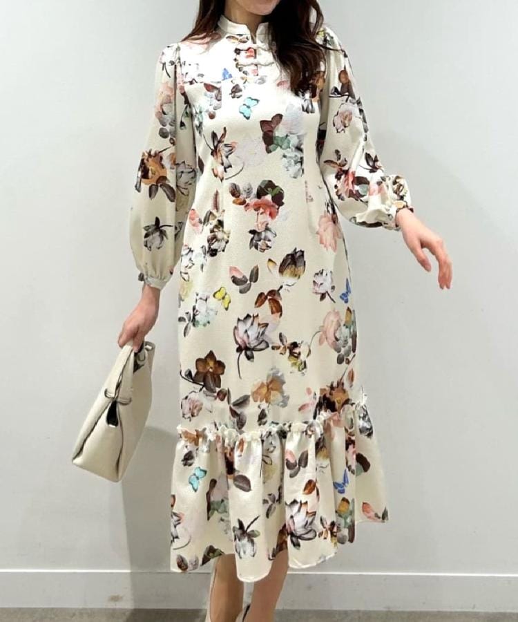 COLLECTION LINE】チャイナ花柄ワンピース（マキシ・ロングワンピース