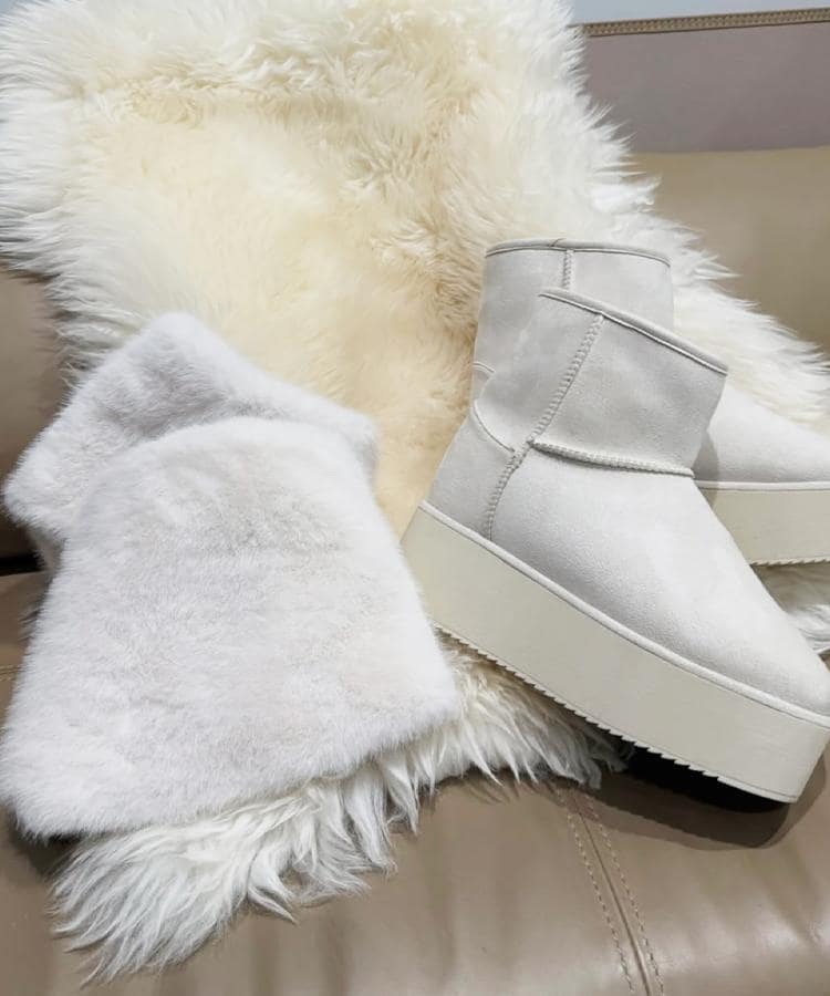 フェイクファー付き2WAYムートン調ブーツ（ブーツ・ブーティ