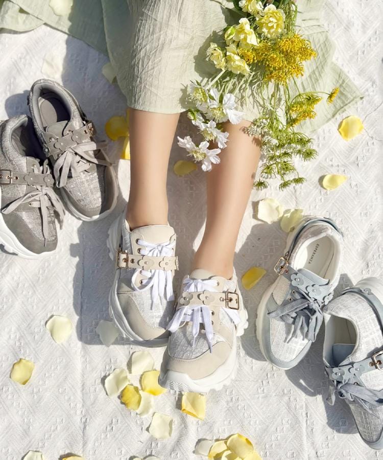 ツイード風フラワーベルト厚底スニーカー（スニーカー） | ESPERANZA