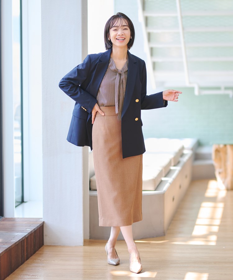 洗える／S～4L】4ボタンダブルジャケット【ストレッチ／紺ブレザー