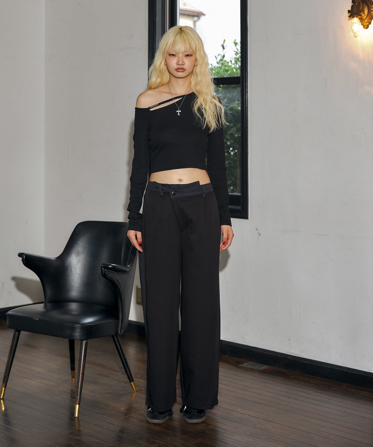 アシンメトリーデザインスラックスパンツ｜ACLENT（アクレント）