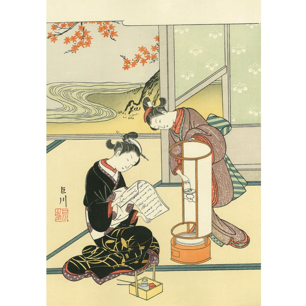 Suzuki Harunobu（鈴木春信） 鈴木春信「座敷八景 行灯の夕照