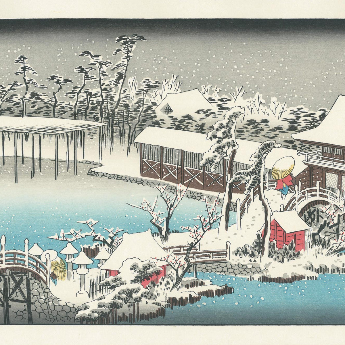 Utagawa Hiroshige（歌川広重） 歌川広重「東都名所 亀戸天満宮境内雪
