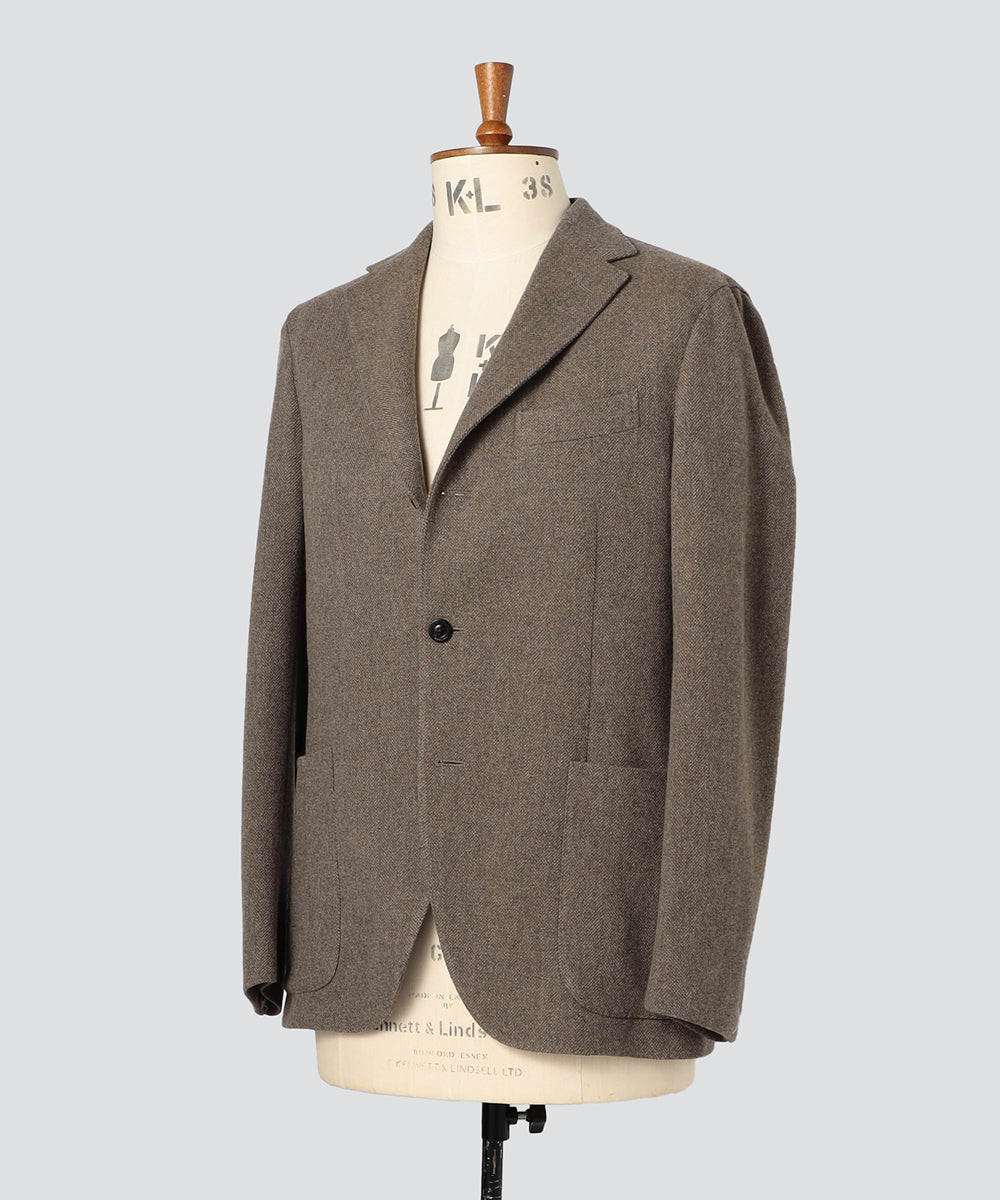 BOGLIOLI ウールカシミヤヘリンボーン3Bシングルジャケット/DOVER