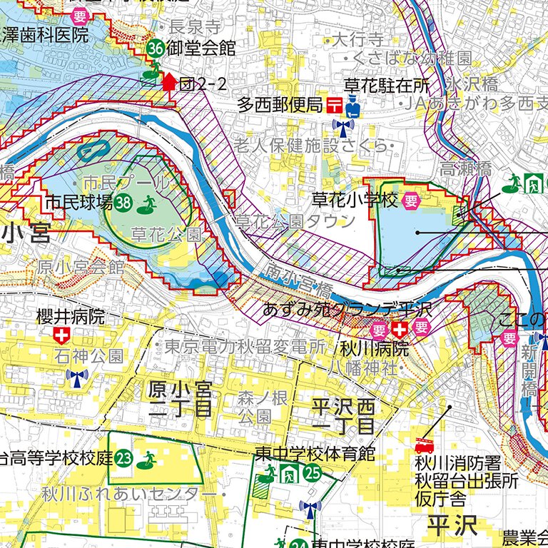 あきる野市ハザードマップ2024（土砂災害・水害） 多西地区 Map by