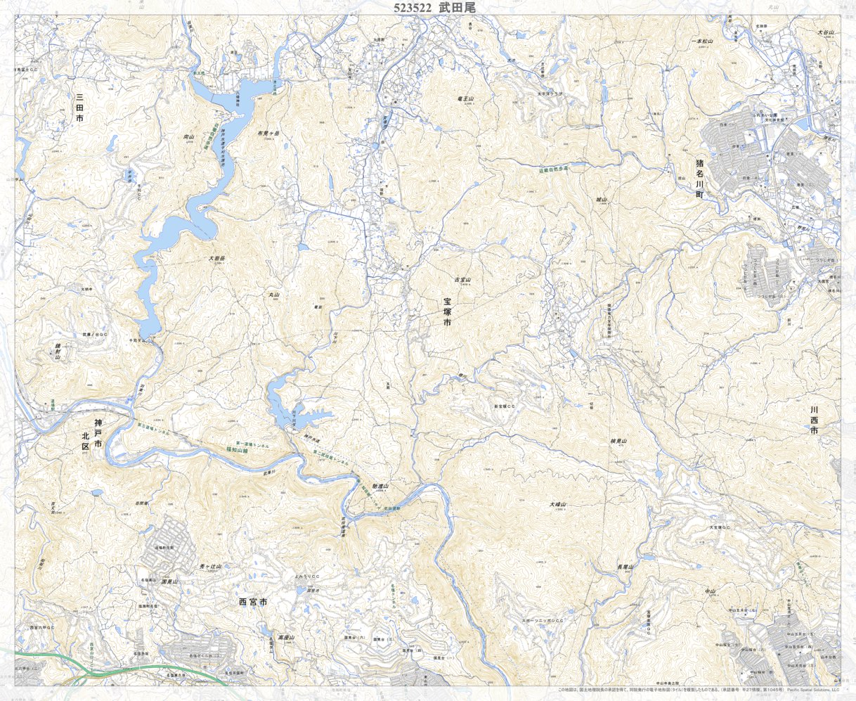 523522 武田尾（たけだお Takedao）, 地形図 Map by Pacific Spatial