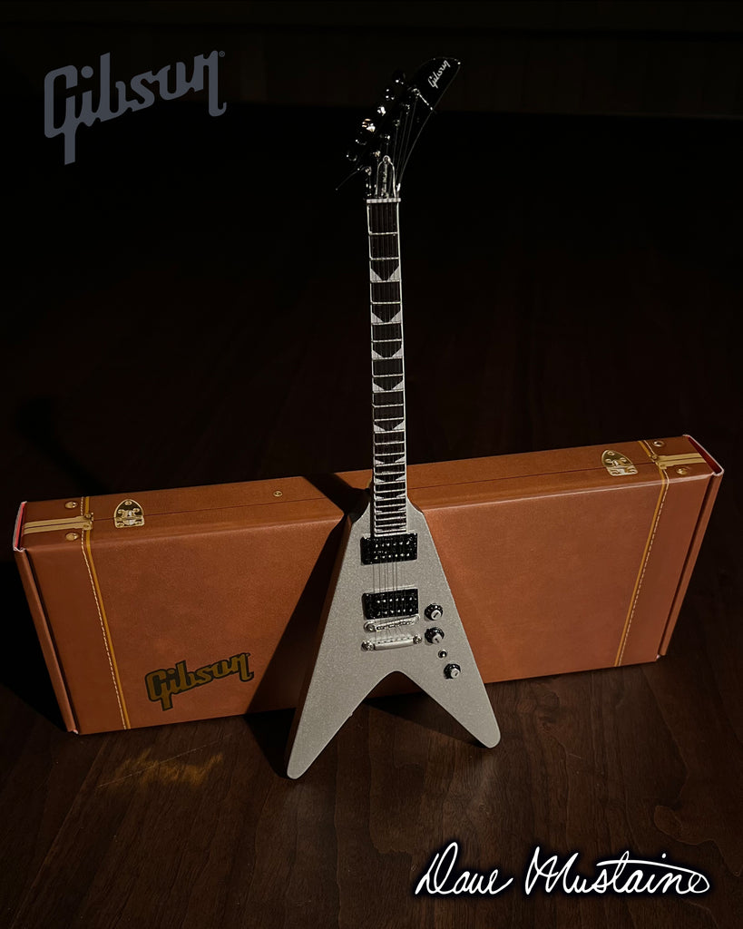 Dave Mustaine Gibson Flying V EXP Silver Metallic Mini Guitar