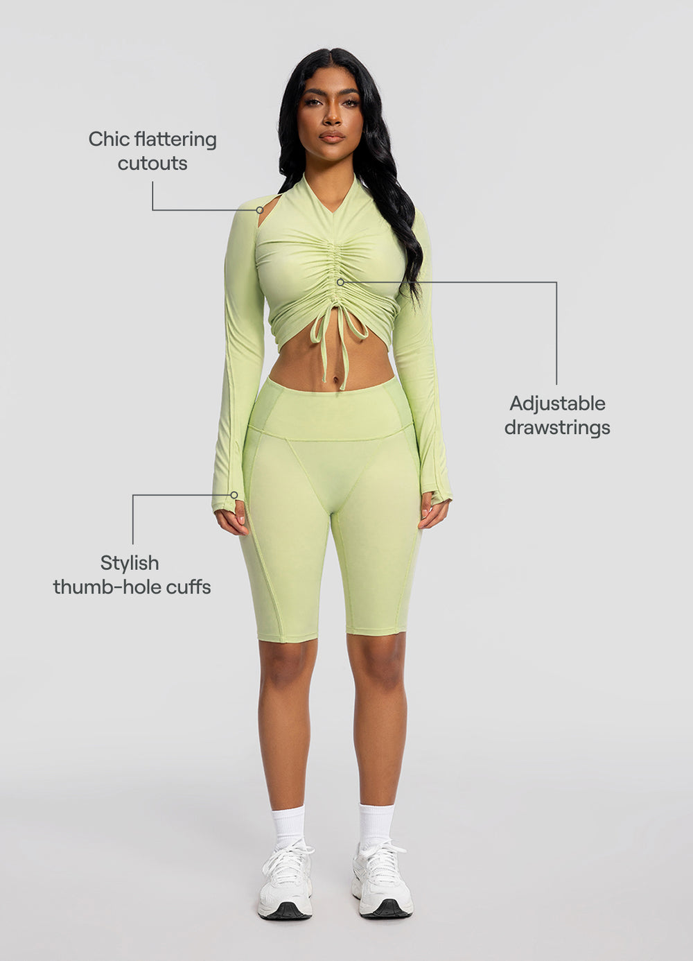 Drawstring Crop Top (Color: Cool Matcha) | BetterMe Store