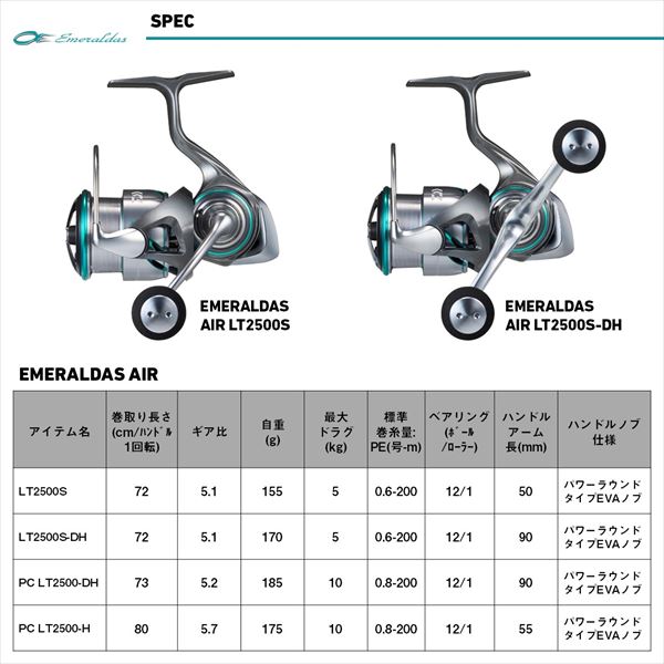 ダイワ スピニングリール 25エメラルダス AIR LT2500S-DH【即日発送